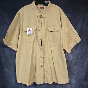 Wrangler Men's Casual Tan Button-Down Shirt